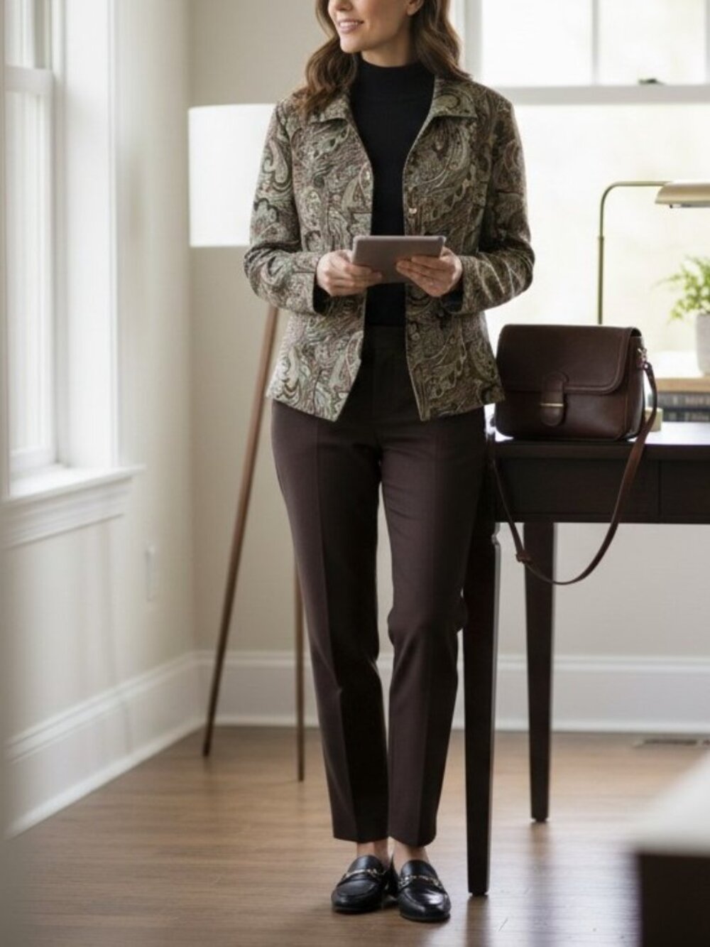 Requirements Paisley Button Front Blazer Jacket Medium